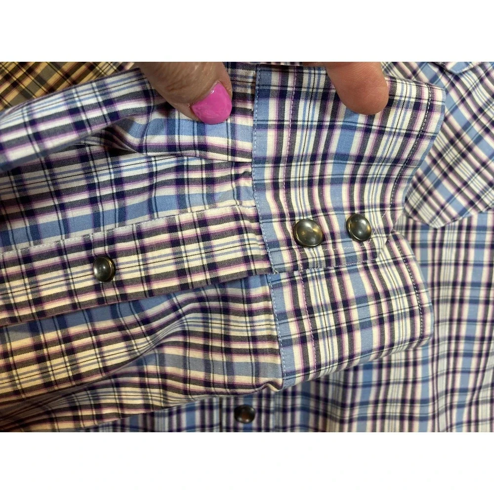 Banana Republic Mens XL Western Plaid Pearl Snap Long Sleeve Shirt Bundle 2pk